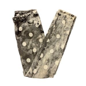 Size 12 grey polka dot skinny jeans.